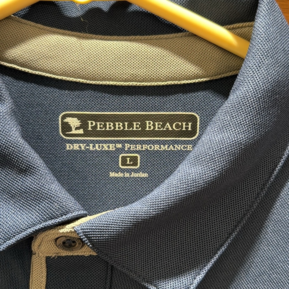 NWT: Pebble Beach Dry-Luxe Performance Polo in blue, men’s large - Picture 3 of 4